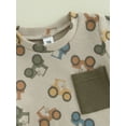 thumbnail image 6 of Baby Toddler Boy Summer Outfit 6 12 18 24 Months 2T 3T Waffle Tractor Print Short Sleeve T-shirts Solid Elastic Waist Shorts 2 Piece Summer Set, 6 of 9