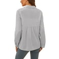 thumbnail image 5 of Avamo Women Baggy Cotton Linen Button Down T-Shirt Tops Ladies Long Sleeve Linen V-Neck OL Work Tunic Tops Basic Tee, 5 of 5