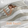 thumbnail image 4 of Beige and Bedding Duvet Cover Set Queen Size 4 Pieces White Stripe Soft Twill Plush Quilt Cover, Include 1 Duvet Cover 1 Flat Sheet And 2 Pillow, 4 of 7