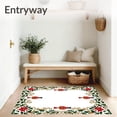 thumbnail image 3 of ODIKA 2'x3' Machine Washable Non-Slip Area Rug, Cheerful Nutcracker Parade Surrounded by Holly Leaves and Ribbon Swirls High Traffic Rug with Pad, Red, 732232, 3 of 8