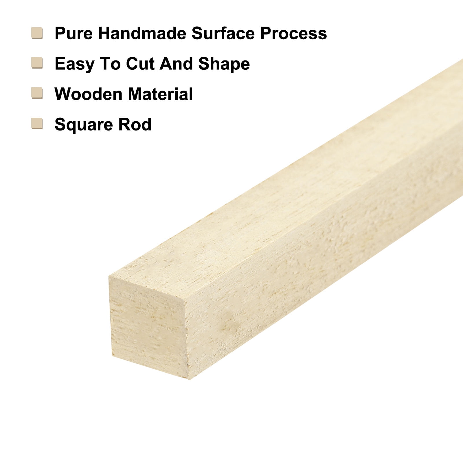 Square Wooden Sticks, 10"x0.5"x0.5" Dowel Rod Unfinished Hardwood Stick Craft Twigs Log Stick for DIY Crafts 30pcs