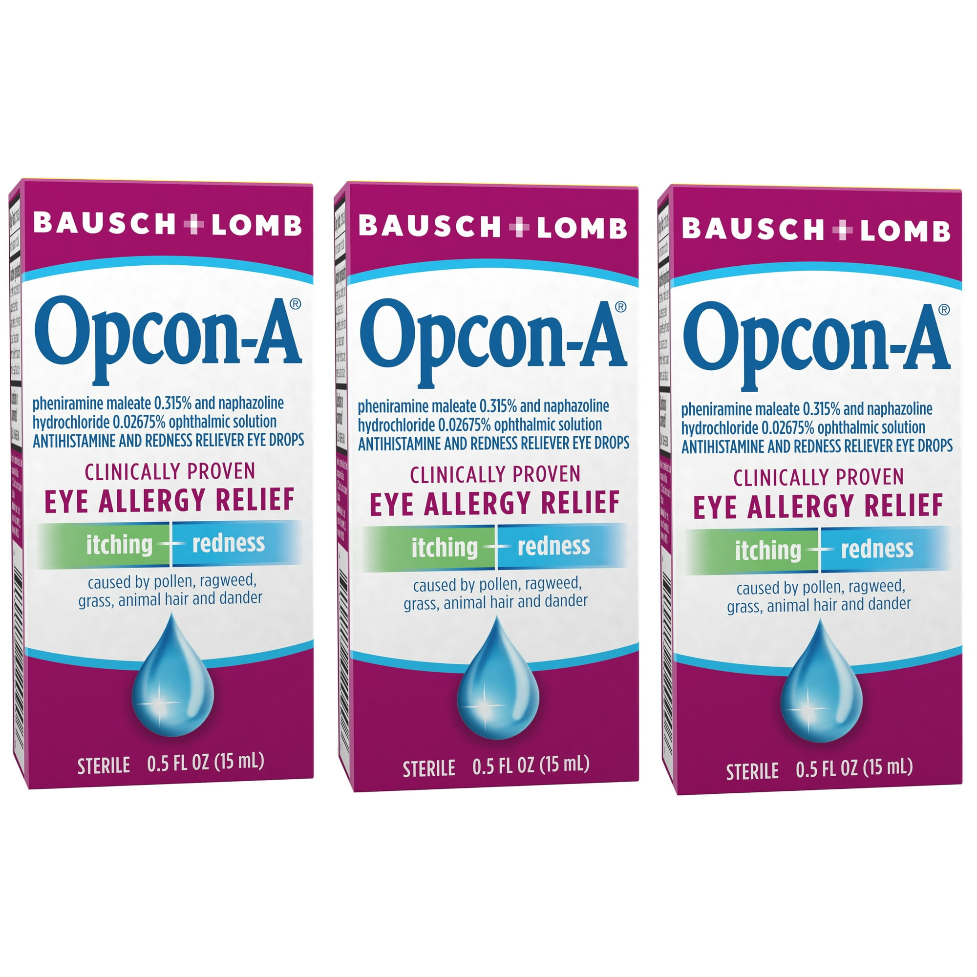 Bausch & Lomb Opcon-A Eye Drops 0.50 oz (Pack of 3)
