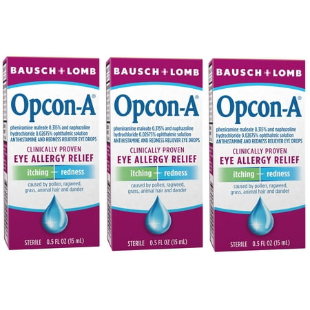Bausch & Lomb Opcon-A Eye Drops 0.50 oz (Pack of 3)