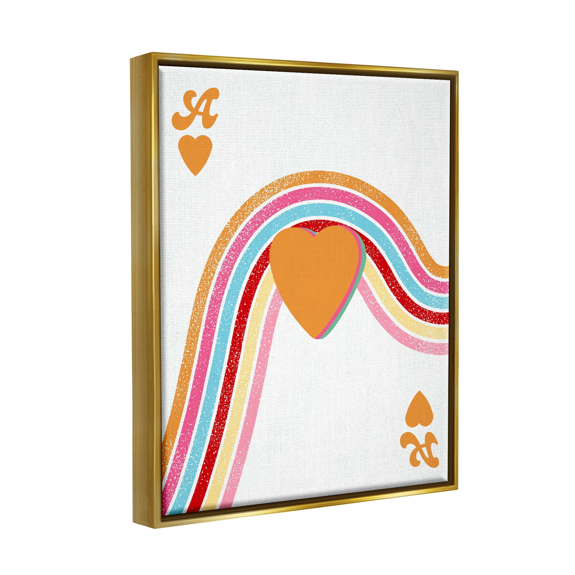 Stupell Industries Ace Of Hearts Rainbow Shapes Religious Painting Gold Floater Framed Art Print Wall Art
