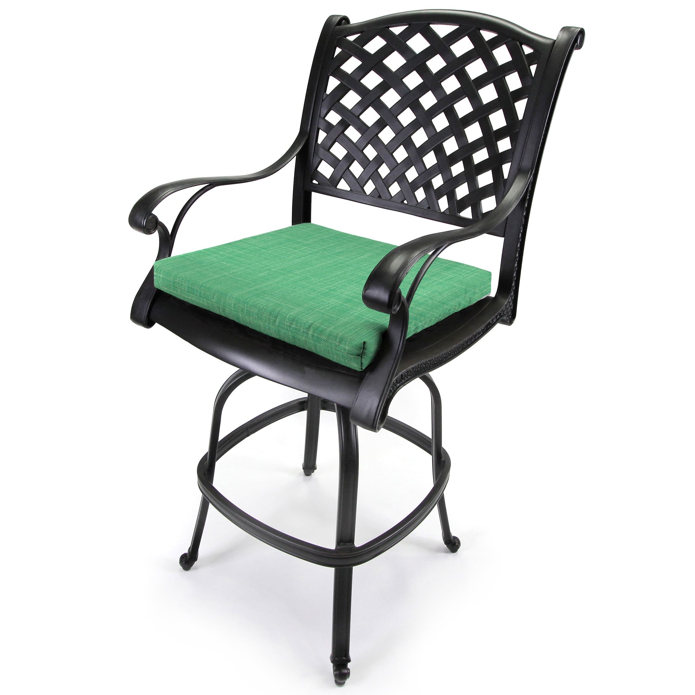 Jordan Manufacturing 17" x 19" Harlow Dill Green Solid Rectangular Outdoor Chair Pad Seat Cushion with Ties (2 Pack)