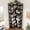 7th floor, Black + Black Embossed, variant on Industrial L-Shaped Corner Bookshelf – 86" Tall 7-Tier Bookcase, Beaded Design, Large Display & Storage Cabinet for Living Room, Bedroom, Office – Black + Retro Colors, 7th Floor