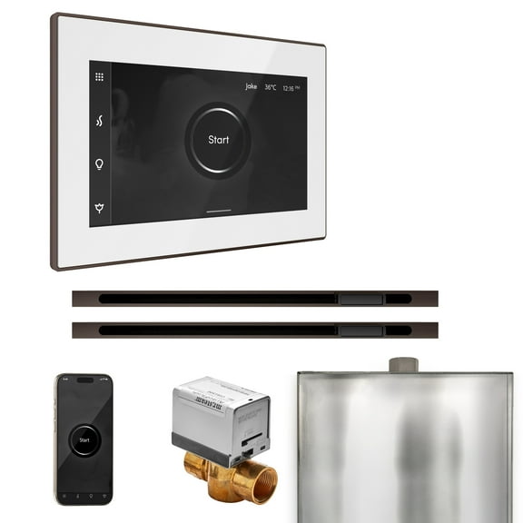Mr Steam XButler Max Steam Shower Pkg w/iSteamX Control and Linear Steamhead in White OilRubBronze