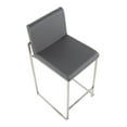 thumbnail image 4 of Fuji Contemporary High Back Counter Stool In Stainless Steel And Grey Faux Leather - Set Of 2, 4 of 8
