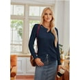 thumbnail image 5 of Women's Crew Neck Button Down Long Sleeve Cardigan Sweater, 5 of 7