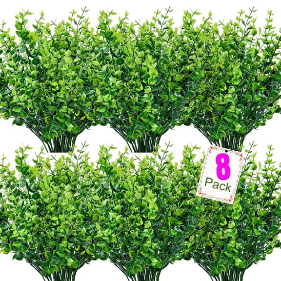 8 Pcs Set of Vibrant UV Resistant Artificial Boxwood Shrubs - Durable, Realistic, and Low-Maintenance Decorations for Outdoor and Indoor Spaces, Perfect for Wedding, Home, Garden