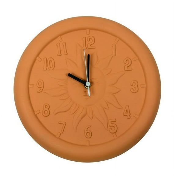 Swim Central 12" Terra Cotta Embossed Sun Indoor or Outdoor Wall Clock
