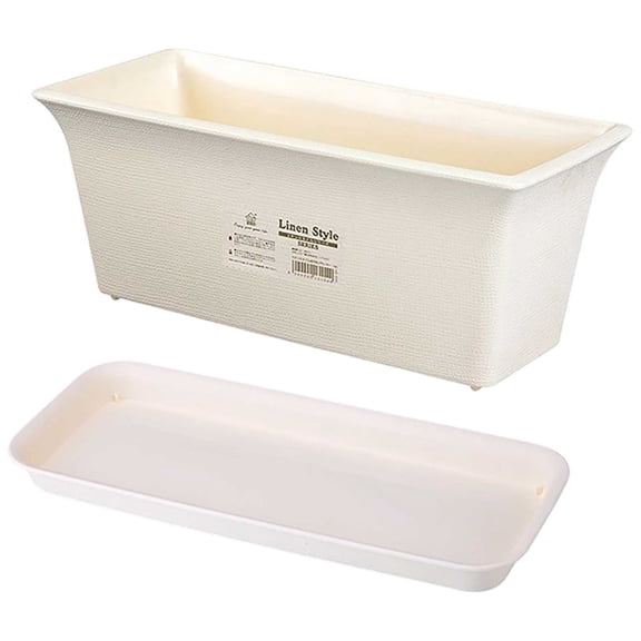 Rectangular Planter with Saucers Modern Garden Pot Indoor Outdoor Container Drainage Tray for Balcony Patio and Home Garden