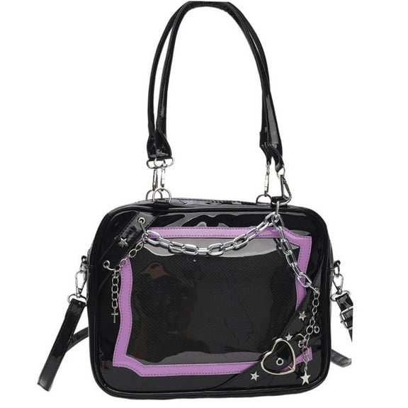 vlrwzc Kawaii Ita Bag, Cute Y2k Star Heart Messenger Bag with Metal Chain, Aesthetic Tote Shoulder Crossbody Purse for Women