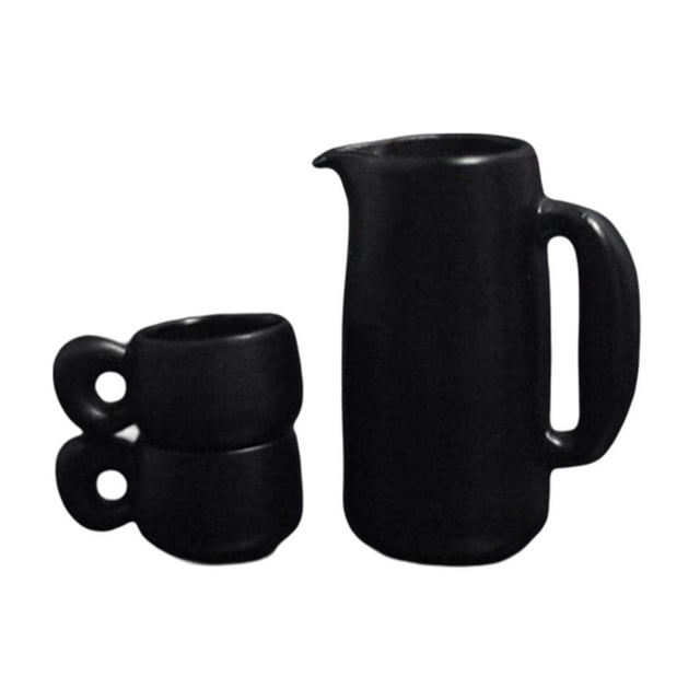 Juego de Té para con Tazas Y Tetera, Mini Hervidor de Agua en Miniatura para Decoración de Accesorios para 1:12, Juego Negro Sunnimix Tetera de casa de muñecas