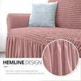 thumbnail image 5 of NICEEC Sofa Slipcover Pink Sofa Cover 1 Piece Easy Fitted Sofa Couch Covers Universal High Stretch Durable Furniture Protector with Skirt Country Style (3 Seater Pink), 5 of 6