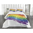 thumbnail image 3 of Ambesonne Vintage Rainbow Quilted Bedspread Set 3 Pcs, Gay Pride Flag, King Size, Multicolor, 3 of 5