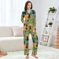 thumbnail image 4 of FORMRS Womens Pajama Set Long Sleeve Top and Pants with Pockets Soft Comfy Lounge Sleepwear, Sizes S-2XL, Floral Black Cats Pattern, 4 of 7
