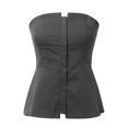 thumbnail image 4 of Solid Color Tube Sleeveless Slim Adjustable Zipper Tops, with Ribbed Details and Sizes, 4 of 6