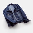 thumbnail image 5 of Jackets With Pockets Women's Collar Long Sleeved Solid Color Hatless Button Pocket Denim Jacket Outwear Navy M, 5 of 9