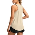 thumbnail image 3 of Fgvctg Tank Tops with Built in Bras - Women Ruffle Sleeveless Casual Shirts Racerback Workout Yoga Camisole Tops Comfy Undershirt Beige XL, 3 of 6