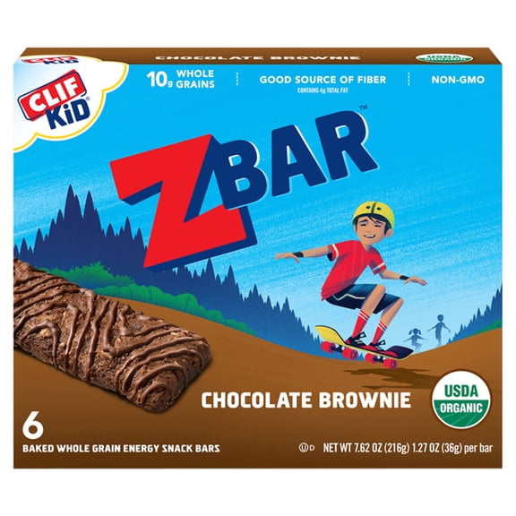 Clif Kid ZBar Chocolate Brownie Baked Whole Grain Energy Snack Bars, 1.27 oz, 6 count
