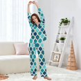 thumbnail image 5 of FORMRS Womens Pajama Set Long Sleeve Top and Pants with Pockets Soft Comfy Lounge Sleepwear, Sizes S-2XL, Blue Geometric Pattern, 5 of 7
