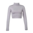 thumbnail image 5 of Hauts Décontractés à Col Roulé Manches Longues pour Femmes, Blouse Courte Printemps Été, 5 of 5