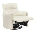 thumbnail image 5 of White Modern Swivel Recliner Chair with Wide Wale Corduroy Upholstery and Manual Recline, 5 of 9