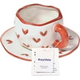 thumbnail image 3 of Juego de taza de café de cerámica con bandeja de té, linda taza creativa con diseño irregular único, adecuada para la oficina y el hogar, apta para lavavajillas, microondas, 10 oz/3, 3 of 5