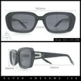 thumbnail image 3 of Womens Luxe Mod Fashion Rectangle Beveled Thick Plastic Sunglasses All Black, 3 of 8