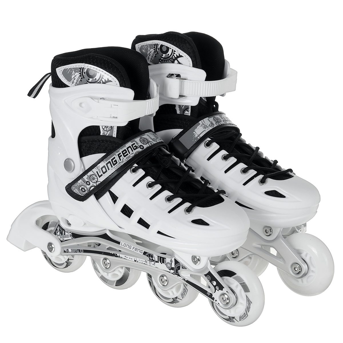 Adjustable Inline Skates Set Size (3.5Y-8.5Y) for Kids Adults Light Up