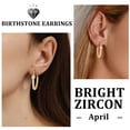 thumbnail image 3 of Fasjewly Simulated Diamond Birthstone Hoop Earrings,14k Gold Plated Silver Earrings Pear Cut Cubic Zirconia Jewelry Gifts for Women-April, 3 of 10