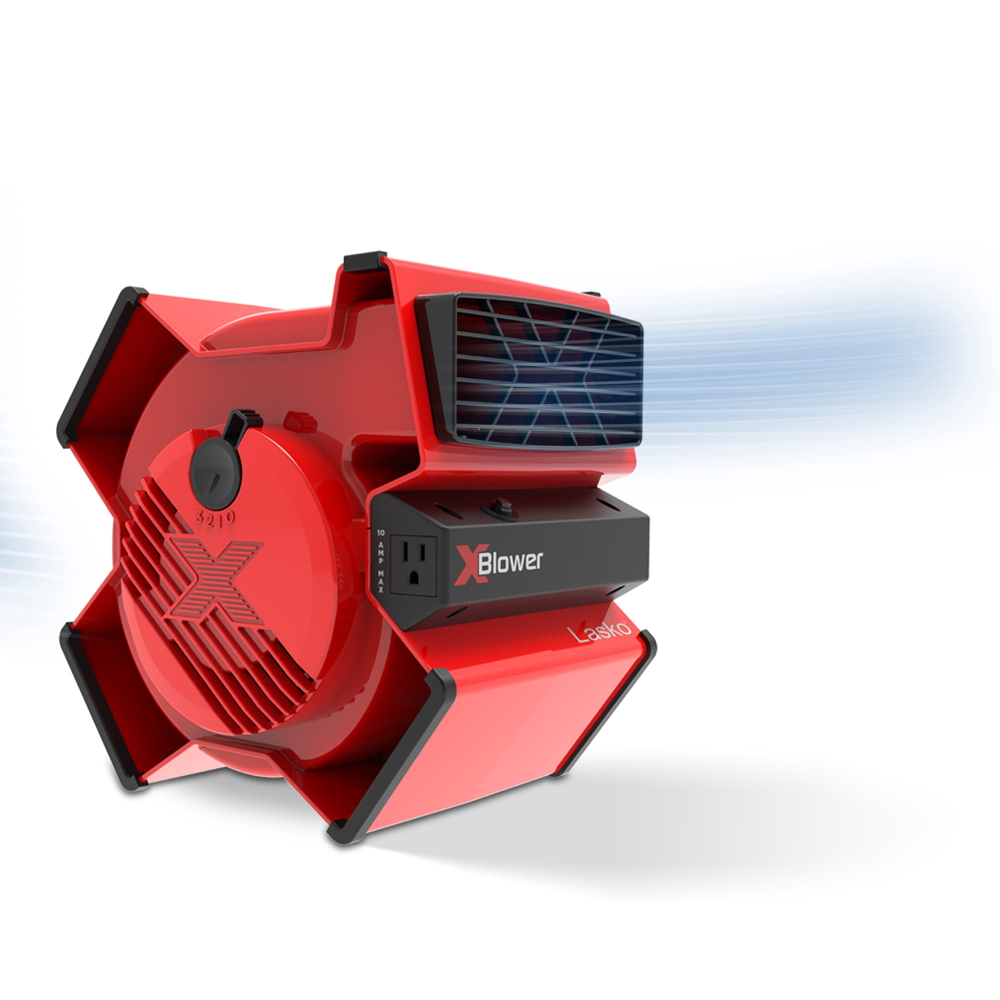 (2 pack) Lasko X-Blower 11" High Velocity Utility Blower Fan with USB Ports and Built-In Outlet for Cooling and Drying, Red, X12900