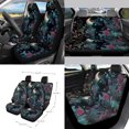 thumbnail image 2 of FOR U DESIGNS Cat Floral Moon Print 15 PCS Car Front Back Seat Covers Full Set, Steering Wheel Cover Seatbelt Strap Pad Trash Cans Rear View Mirror Cover Air Vent Storage Bag Coasters Keychain, 2 of 7