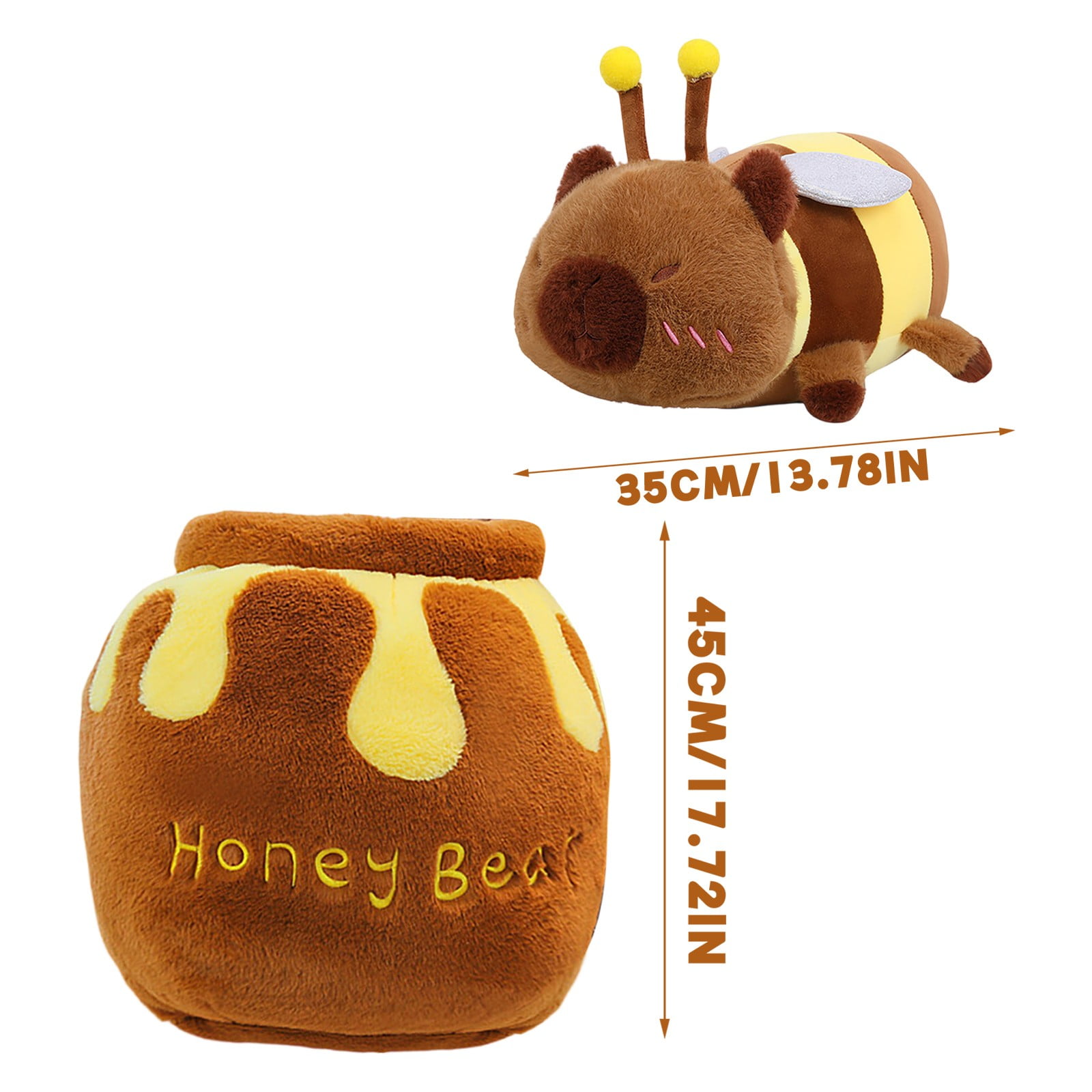Capybara Plushies Toy, Cuddly & Soft Huggable Bee & Honey Jar Capybara Stuffed Animal Plush Pillows, Birthday Christmas Graduation Back to School Gift for Teens & Women