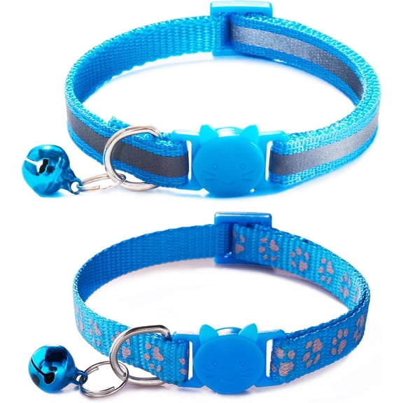 Breakaway Cat Collar with Bells, [2 Pack] Break Away Kitten Collar with Bells, Reflective Cat Collar for Girl Cats Kitty