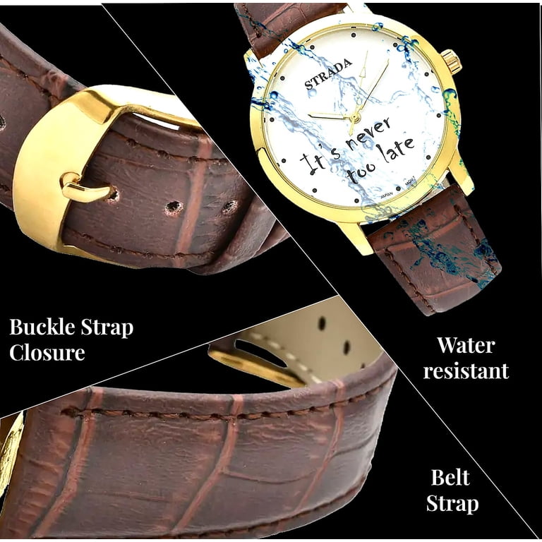 STRADA Japanese Movement Dial Watch with Brown Color Faux Leather