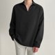 thumbnail image 4 of Camisas s Para Hombre Manga Corta Camisa suelta informal de talla grande para hombre Camisa con cuello vuelto Camisa de manga larga (Black, S), 4 of 5