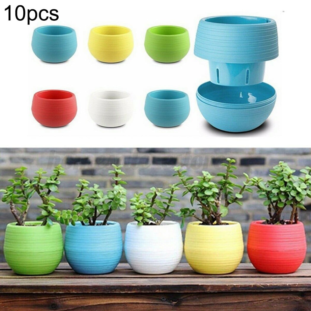 10pcs Mini Plastic Pot Succulent Plant Container Flower Planter Garden Decor 