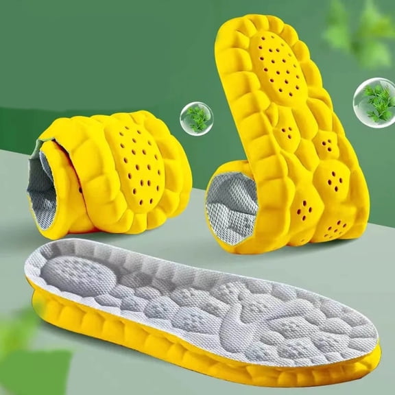 OOOUM Men Women Cushion Insoles Comfortable Lightweight Breathable Arch Support Insoles Non Shock Absorption Cushion Insoles Yellow1 US:9.5