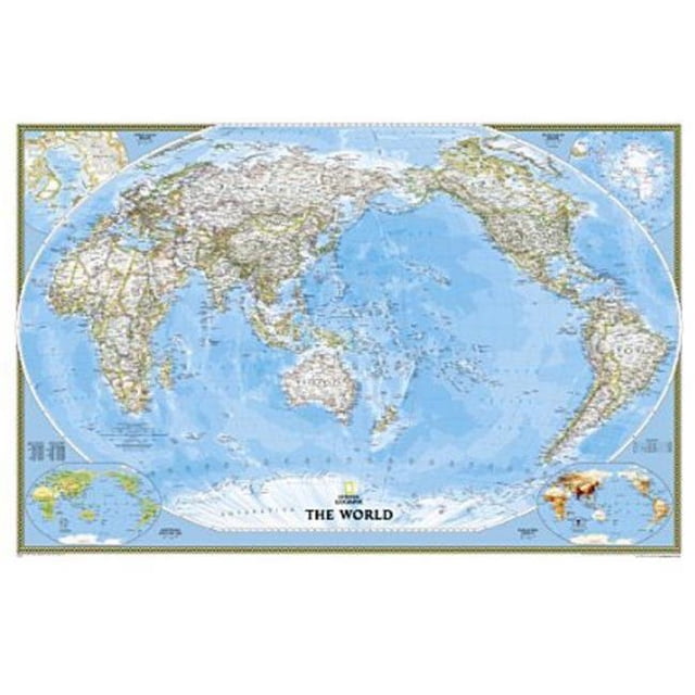 World Classic - Pacific Centered - Enlarged And Laminated Map