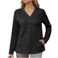 thumbnail image 2 of 2025 New Fashion Plus Size 2024 European And American Fall And Winter New Long-sleeved Knitted Fashion Solid Color T-shirt For Women Long-sleeved V-neck Top/Shirt, 2 of 6