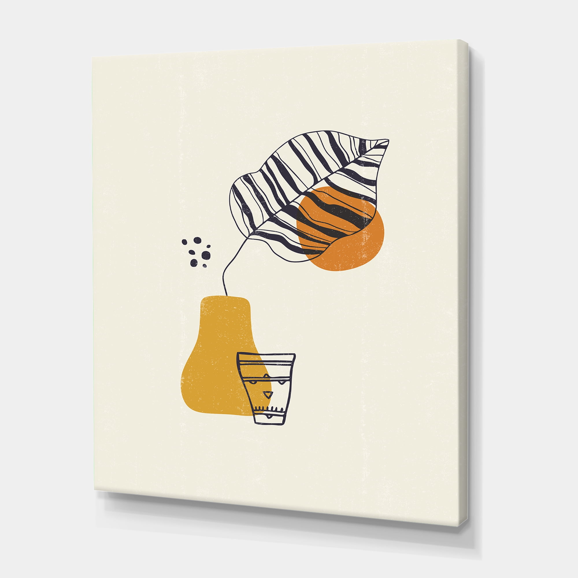Designart ' Abstract Shapes Botanical Minimalist Leaf ' Modern Canvas Wall Art Print