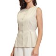 thumbnail image 4 of Vest for Women Button Down Crew Neck Waist Belt Business Casual Vest Tops L Apricot, 4 of 6