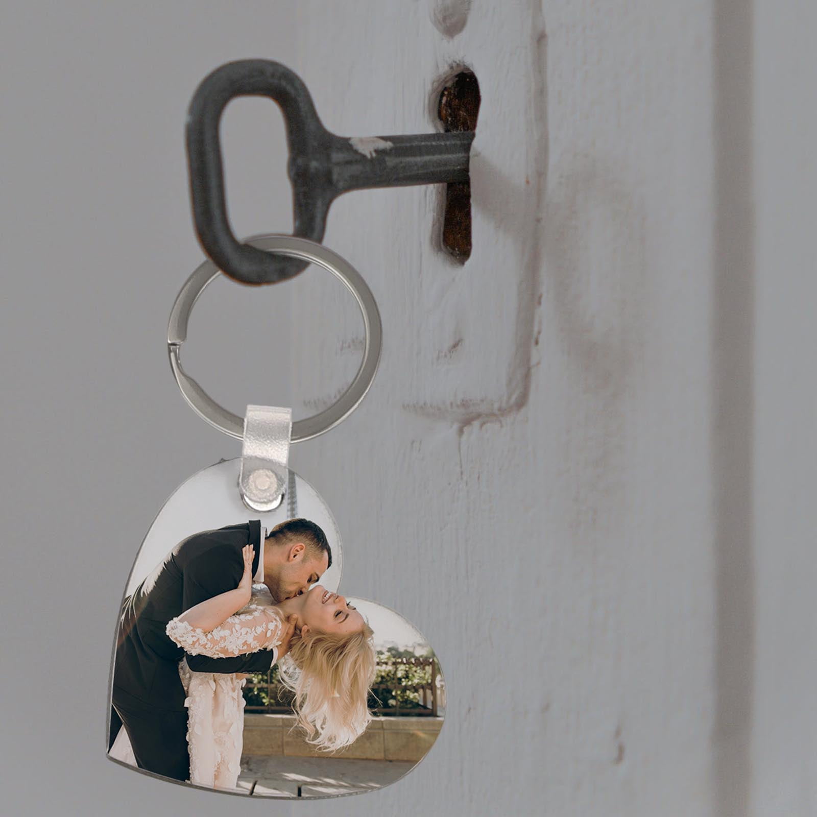 PENIKOKO 36Pcs Heat Transfer Keychain Silver Mdf Blank Key Ring for Creative DIY Accessories