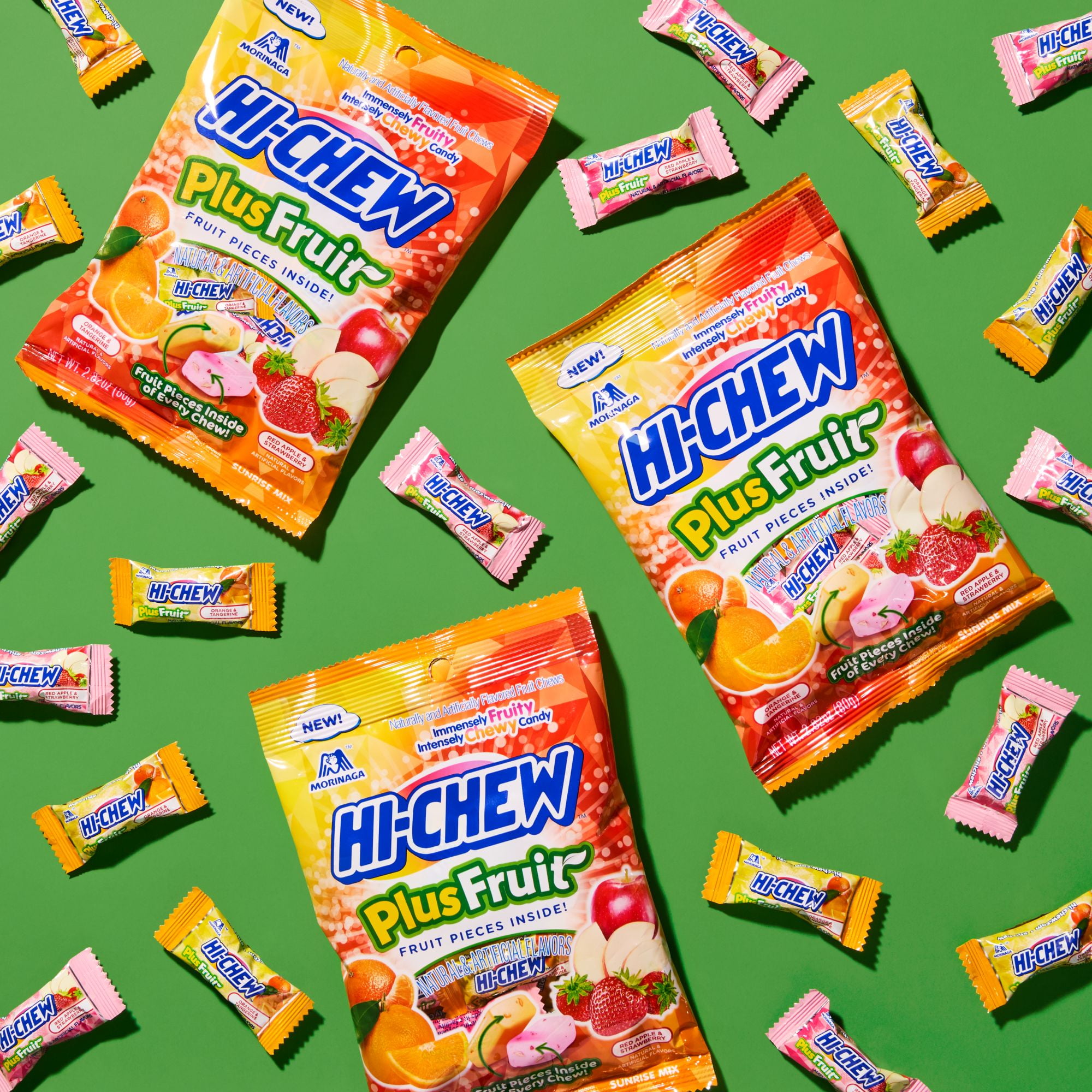 HI-CHEW Plus Fruit Mix, 6 Bags, 2.82oz each - Orange Tangerine Red Apple Strawberry, Unique Fun Soft & Chewy Candy - Immensely Juicy Fruity Candy Flavors, Individually Wrapped for Sharing