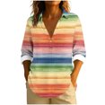 thumbnail image 2 of Uootdi Women's Tops Boho Graphic Long Sleeve Shirts Casual V Neck Lapel Button Vintage Gift Floral Printed Henley Blouses Fashio n, 2 of 5