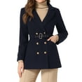 thumbnail image 1 of INSPIRE CHIC Trench-Coat d'Hiver à Manches Longues à Col Cranté pour Femmes P Bleu Foncé, 1 of 6