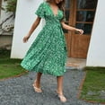 thumbnail image 5 of WULMLEO Women's 2025 Fashion V Neck Midi Dress with Pockets Maternity Clothes Nursing Dresses Green L, 5 of 6