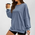 thumbnail image 5 of BXINGOHAI Women's Casual Crew Neck Sweatshirt Loose Soft Long Sleeve Pullover Tops Blue M, 5 of 6